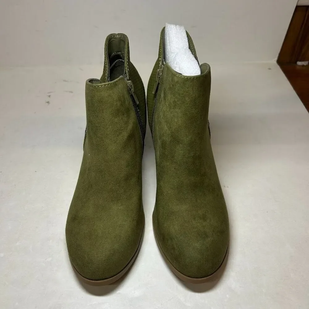 Style & Co. Womens 7.5 M Olive Green Masrinaa Ankle Booties NIB QK5